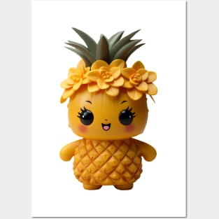 Cute Kawaii Baby Pineapple Girl Posters and Art